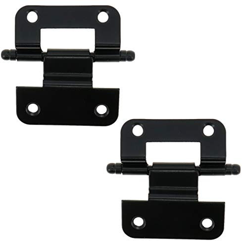 Quluxe Bisagra plegable de 5 cm, bisagras planas semiocultas negras para puertas de armarios de cocina con cierre (paquete de 2)