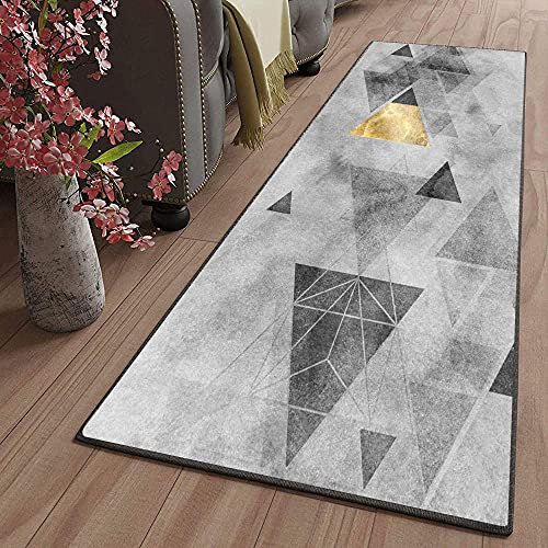 ZJXSNEH Modernen Antirutsch Läufer Anti Rutsch Teppich rutschfest für Küche Wohnzimmer dauerhaft Graues Dreieck 60X140CM Rechteck
