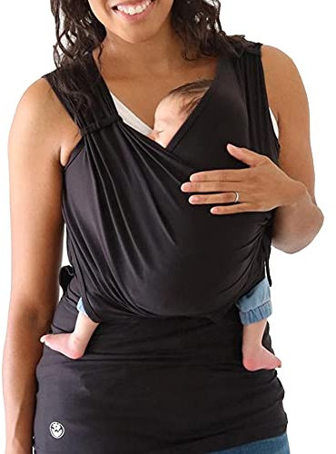 Mama Schwanger T-Shirts Hände Frei Haut An Haut Känguru Schwanger Weste Babytragen Wickeloberteil Beruhigen Ärmellos,Schwarz,L