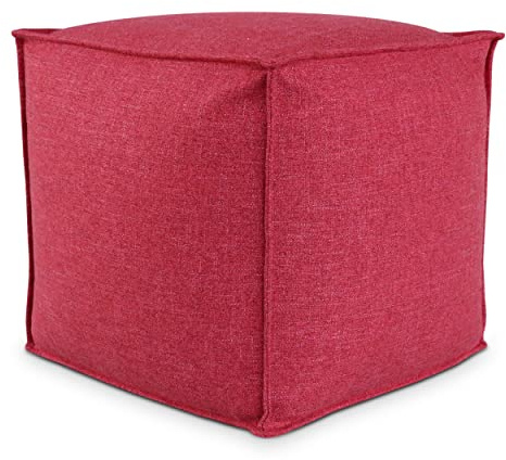 Deshome - Sitzhocker Sitzpouf Pouf 50x50x50 cm mit abnehmbarem Polster für Innen- und Außenbereich: Sitzpouf Design für Sofa, Wohnzimmer, Schlafzimmer, Sitzhocker, Light Pouf Rot
