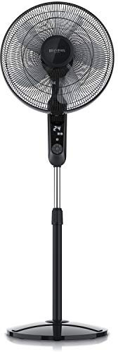 Brandson Ventilateur sur pied silencieux avec télécommande, Ventilateur de sol tour, Hauteur réglable, Oscillant Stand fan, écran LED, 24 vitesses, Oscillation 80°, Minuterie, Inclinable 35° - Noir