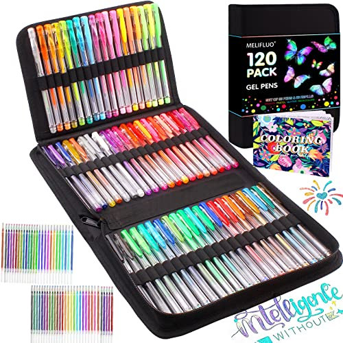 Melifluo 120er-Pack Gelstifte Glitzer, 60 Farbige Gelschreiber 60 Gelstiften, NachfüllpackunGen zum Ausmalen für Erwachsene und Zeichnen, Graffiti, Basteln, Schreiben