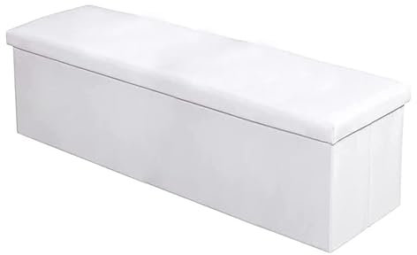 Home Republic Storage Ottoman, Padded Foldable Bench, Chest with Lid, Perfect for Bedroom, Hallway, Living Room (White, 110x38cms)