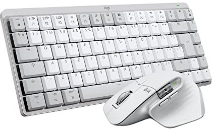 Logitech MX Mechanical Mini Tastiera Retroilluminata Wireless per Mac + MX Master 3S per Mac - Mouse Bluetooth Wireless con Scorrimento Ultraveloce - Pale Grey