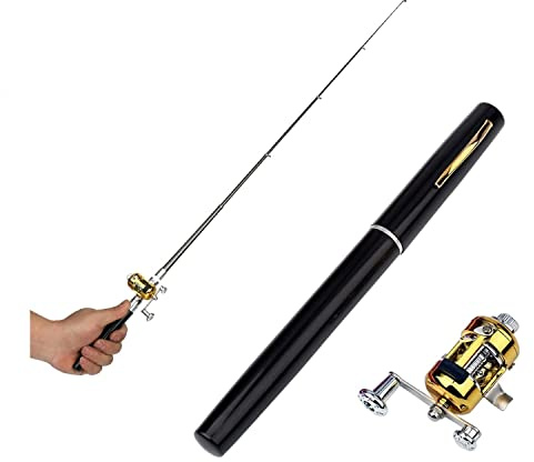 2023 Pocket Size Fishing Rod - Pen Fishing Pole and Reel Combo, Portable Telescopic Small Fishing Pole Mini Fishing Rod, Micro Collapsible Fishing Rod and Reel Combo Travel Fishings Kits