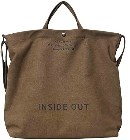 Sumleno Bolso de mano grande de lona para mujer, bolso de trabajo casual, cruzado, asa superior, vintage, estilo grunge, Café, Talla única