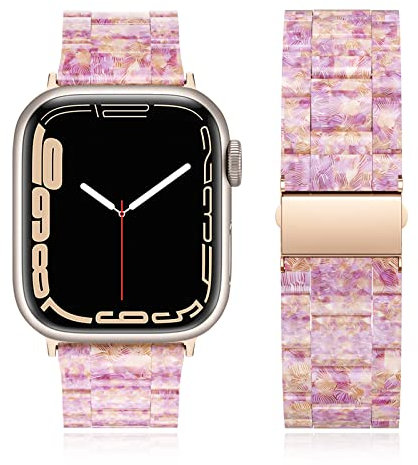 Tuocal Cinturino in resina compatibile con cinturini Apple Watch da 38 mm, 40 mm, 41 mm, per donne e uomini, elegante resina leggera con fibbia in acciaio inossidabile oro rosa per iWatch serie 8, 7,