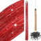 200 Haar Lametta mit Werkzeug Lametta Haarverlängerung Glitzer Haarteil zum Flechten Haarsträhne Kit für Frauen Mädchen Kinder Cosplay Party Zubehör (Rot)