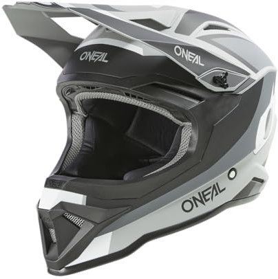 O'NEAL | Motocross-Helm | MX Enduro | ABS-Schale, Konfort-Innenfutter, Lüftungsöffnungen für optimale Belüftung & Kühlung | 1SRS Helmet Stream V.24 | Erwachsene | Schwarz Grau | Größe M