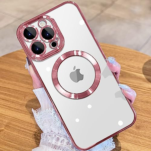 JUESHITUO EinheitsSchutz Serie für iPhone 15 Pro Max Hülle für MagSafe (Mit Integrierter Kameraschutz) [TOP N56 Starke Magnete] Stoßfeste Kratzfest Handyhülle iPhone 15 Pro Max Case (6,7) Rosa