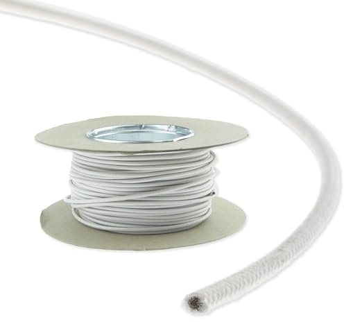 1.5mm Heat Resistant Wire White / 1.5mm Silicone Glass Fibre Braided Wiring Cable For Oven Cooker Elements & Lamps/High Temp Electrical Wire (1 Metre)