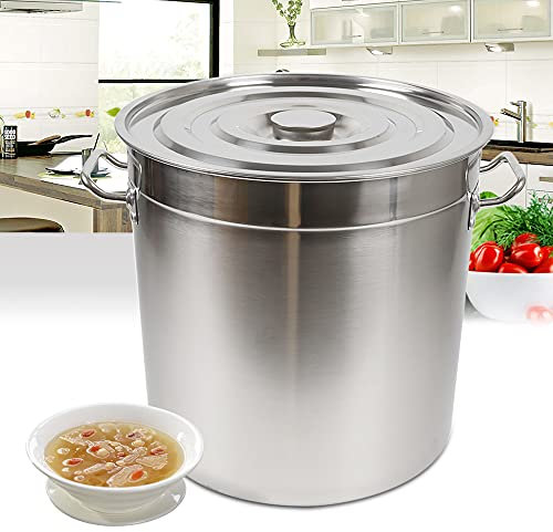 LUNICASHA Olla de acero inoxidable con tapa, 70 L, grande, 70 L, acero inoxidable