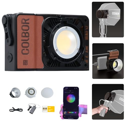 COLBOR W60 - Luce video a LED, 2700 – 6500 K, CRI 97 + 60 W, piccola dimmerabile, controllo app, luce compatta per fotografia di prodotti e vlog YouTube