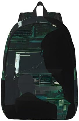 KDUBNJDS Rucksack aus Segeltuch, Reiserucksack, Schulrucksack, Schulrucksack, Sekundarschule, leicht, Büchertasche, lässiger Tagesrucksack, Laptop-Rucksack, Hacker Attack, M