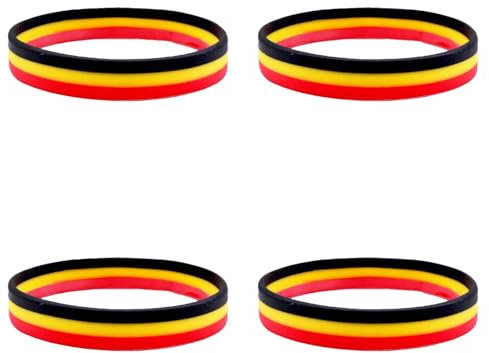 Armband Deutschland Fan Silikon Armbänder Fanarmband Fanartikel Deutschland Fussball EM 2024 Fan Silikonband Band Deutschland zu WM Weltmeisterschaft Europameisterschaft 2024 schwarz, rot, Gold (4)