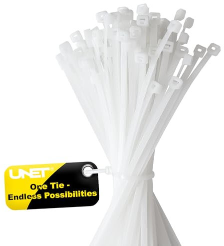 Kabelbinder, weiß, 100 Stück, 100 mm x 2,5 mm, Nylon, UV-beständig, starke selbstsichernde Kabelbinder für Haushalt, Werkstatt, Garten, Kabelmanagement