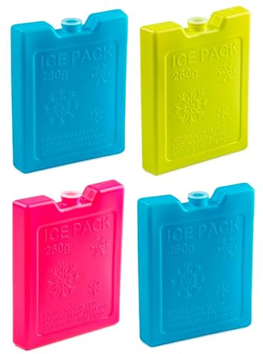 Acan Tradineur - Pack de 4 Acumuladores de Frío N.º 5-260 G - Fabricado en Plástico - Ideal para Mantener la Temperatura en tu Nevera portátil - 13,2 x 10,5 x 2 - Color Aleatorio