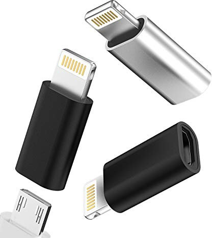 Micro USB Female to Lightning Male Charging adapter (3 Pack) for iPhone 14 13 12 11 Pro Max for iPad Mini Lightning to Micro USB Cable Connector for apple Devices Android Cord Charger Port Accessories