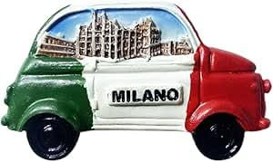 Milan Italy 3D-Kühlschrankmagnet in Autoform, Souvenir, Geschenk, Kunstharz, handgefertigt, Milano-Kühlschrankmagnet, Heim und Küche, Dekorationssammlung
