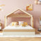 140x200cm Polsterbett, Bett mit Lattenrost, Kinderbett in Form eines Hauses, Bett mit Stufen, PU, Minimalistisch, ohne Matratze