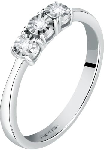 CHRIST Damen-Damenring 375er Weißgold 3 Diamant 58, Weißgold 32027569