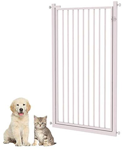 Extra hohes Metall-Sicherheitsgitter für Katzen und Hunde, Türdruck-Passform, weiß, perfekt für Treppen und Türen, verstellbare Breite 81 - 83 cm
