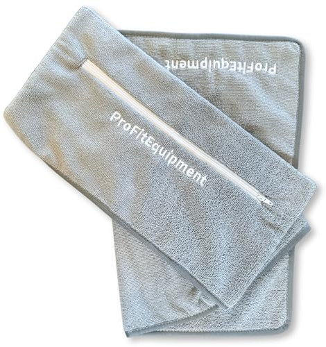 ProFitEquipment Fitness Handtuch Grau mit Tasche 40x90 cm aus Mikrofaser für Sport, Gym Handtuch für Training, Sporthandtuch mit Reißverschlusstasche, Kompakt und Hygienisch für Gesundheit