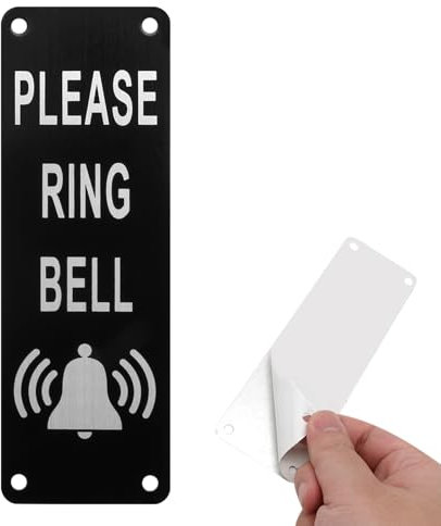 Please Ring The Bell Sign Metal Aluminium 5×15cm Ring Doorbell Sticker Waterproof Abrasion Door Signs Personalized With Self-Adhesive and Pre-Drilled Holes Easy Mounting on Door or Wall Plaque