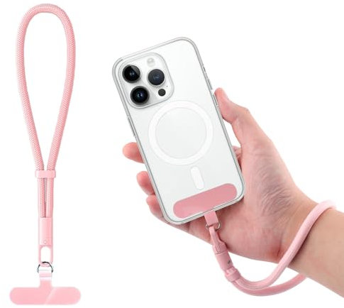 BOXOB Phone Wrist Strap, Phone Wristlet Strap Simple Phone Lanyard Wrist Comfortable Cellphone Lanyard with Tether Tab Phone Patch for iPhone and Most Phone Case (Pink)
