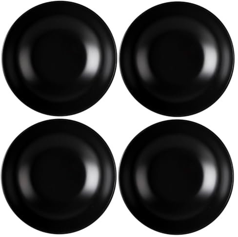 Home4You Suppenteller 4er Set Tiefteller Salatteller - Steingut - Schwarz Matt - Ø 20,5 cm