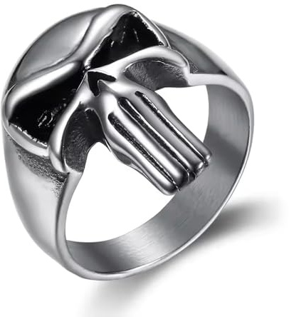 BlackAmazement 316L Edelstahl Ring Skull Totenkopf silber schwarz Biker Herren
