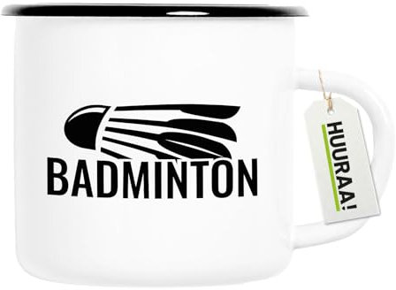 Huuraa Enamel Mug Badminton Gift Coffee Mug Vintage 300ml Badminton Gift idea