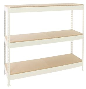 PROREGAL Schwerlastregal MID Wood YETI Three | HxBxT 150x120x75cm | Fachlast 400kg | Weiß Standregal Werkstattregal Lagerregal Kellerregal