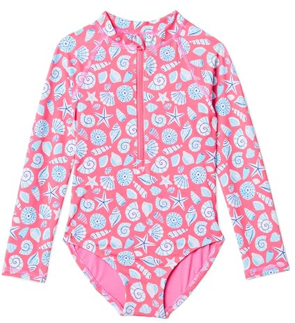 Amazon Essentials Girls' Long-Sleeve Rash Vest One-Piece Swimming Costume