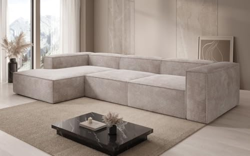 Luxusbetten24 Designer Sofa Lesley L Mini in Cord Beige Links