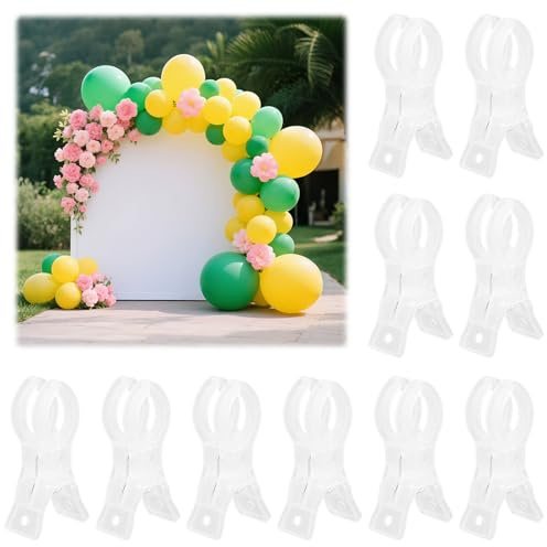 10pcs Pinces pour Arche Ballons, Clips d'Arche de Ballons Transparents Durables Pinces Pratiques Cintres à Vêtements pour Anniversaire Mariage Studio Photo Décoration