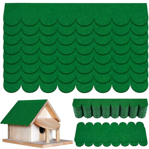 AUAUY 32stk Dachpappe für Vogelhaus, Wasserdicht Mini Dachschindeln Selbstklebend für Vogelhäuser Nistkastendach Nistkasten Kaninchenstall Hundehütte Insektenhotel Briefkastendächer (Grün)