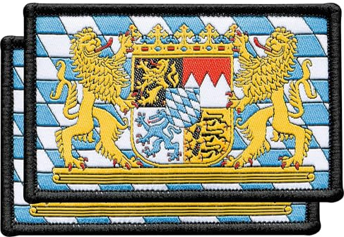 ALPENWOLF Bayern Patch Klassisch 2er Set – 8×5 cm Gewebter Klett Aufnäher mit farbigem Bayernwappen – Für Rucksack, Tracht, Cap & Patch-Sammlung