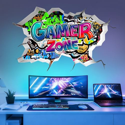 Pomodee 3D Gamer Wandtattoo Gamer Zone, Graffiti Wandsticker