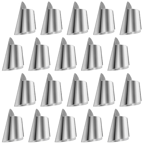 Edelstahl Fingerschutz für Schneiden und Schälen, 20 Stück, Silber | Polierte Oberfläche, Rostfrei und Korrosionsbeständig, Offene Ringform, Große Passform für Küche