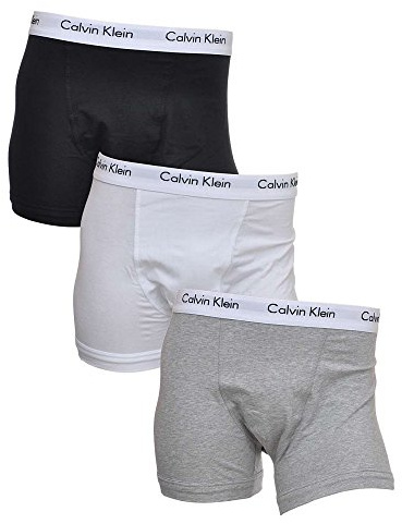 Calvin Klein Men’s 3 Pack Trunks, Multicolour (Black/White/Grey Heather Other Version), S
