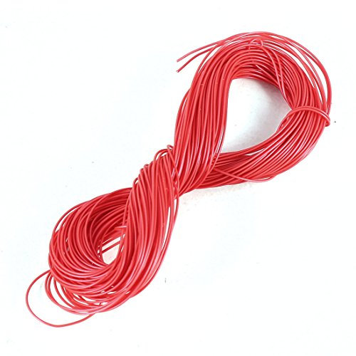 sourcing map , 10 m, 24 AWG 10.06 Meters Hi-Temp hoher Temperatur, PTFE-Band mit Draht, Rot de