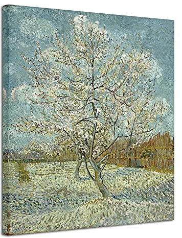 Wieco Art The Pink Peach Tree by Van Gogh Famous Oil Paintings Reproduction Large Modern Stretched and Framed Artwork Classic Pictures Prints Wall Art for Home Decor