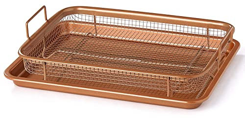 Cera Titanware 33cm Multi-Function Copper Crisper Oven Air Fryer Pan Grill Crisp Tray Non Stick Set