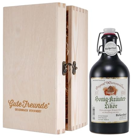 Birkenhof Honig-Kräuter-Likör mit Geschenk-Holzkiste