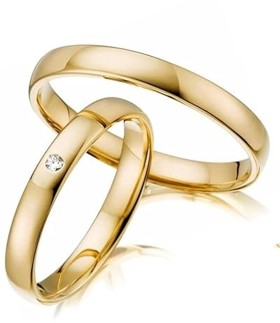 123traumringe Eheringe in 333 Gelbgold I Partnerringe mit Brillant & Etui I Gravierbare Eheringe mit Ringgröße 50-72 mm I Hochwertige Verlobungsringe in 3 mm Breite & 1,3 mm Stärke I P21