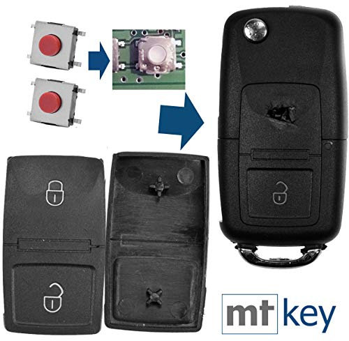 Auto Klapp Schlüssel Funk Fernbedienung Repair Reparatur Set 2X 2 Tasten Tastenfeld + 2X Mikrotaster für VW Seat Skoda