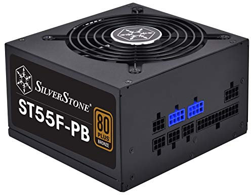 SilverStone SST-ST55F-PB - Série Strider Plus, 550W 80 Plus Bronze ATX Alimentation PC, bruit réduit, 120mm, Câblage 100% modulaire