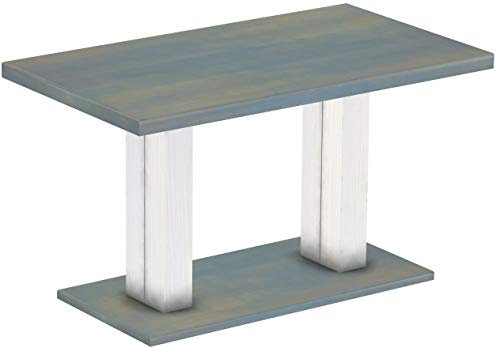 Brasilmöbel Säulentisch Rio UNO 140x80 cm Taubengrau Weiß Tisch Esstisch Pinie Massivholz Esszimmertisch Holz Küchentisch Echtholz Größe und Farbe wählbar