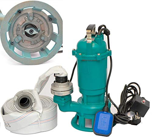 Fäkalienpumpe Tauchpumpe Schmutzwasserpumpe 1500W - 24000l/h Schneidmesser (mit 30m C-Schlauch)